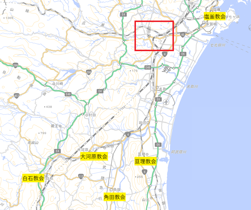 アクセスマップ（塩釜地区・仙南地区）